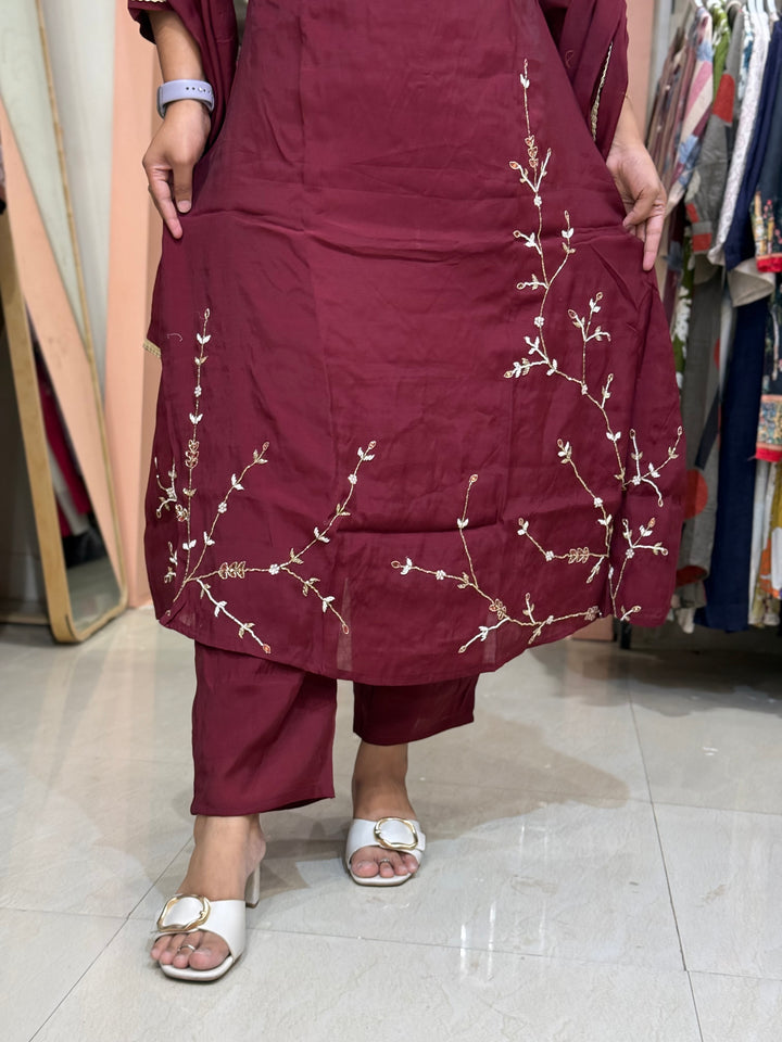 S Mul Chanderi 3 Pc Suit Collection Semi Party Wear| R138