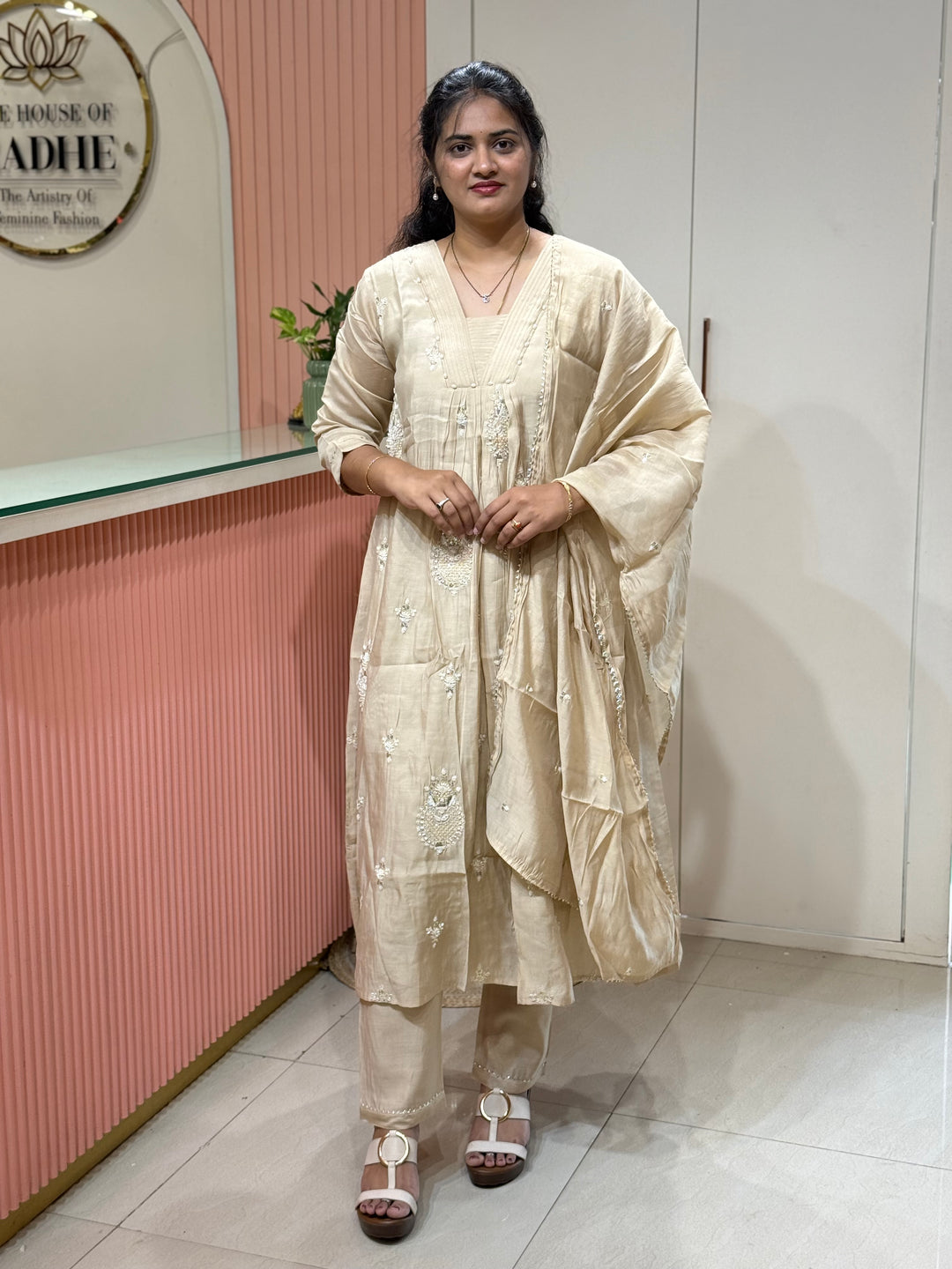 Pure Mul Chanderi handwork collection A Line Pattern | R229