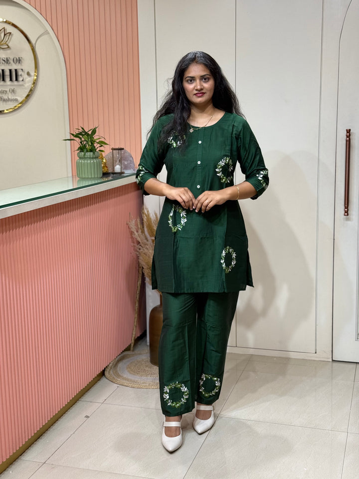 Co-Ord Set Collection with Beautiful Embroidery Design in Top and Bottom | R137