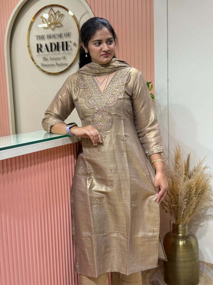 Kanjivaram Tissue Collection | Handwork Yoke | Full-Length Dupatta | R228