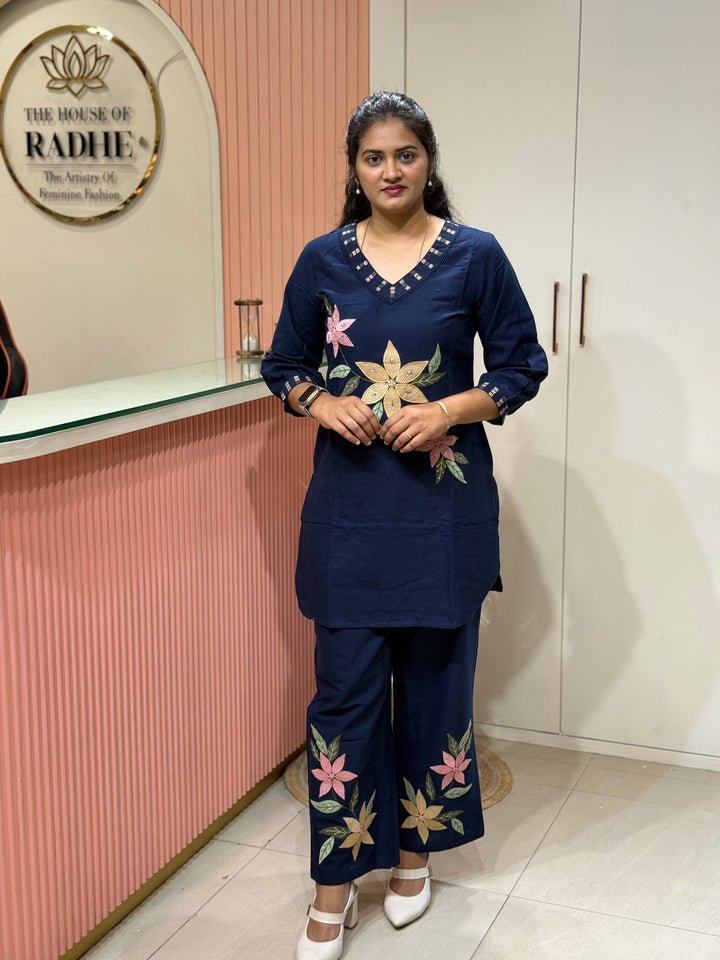 Khadi Cotton Embroidered Two-Piece Co-Ord Set | R167