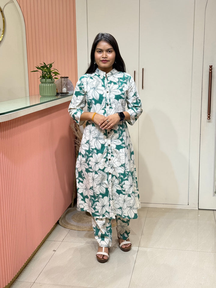 Flex Cotton 2 piece collection with floral work | R137