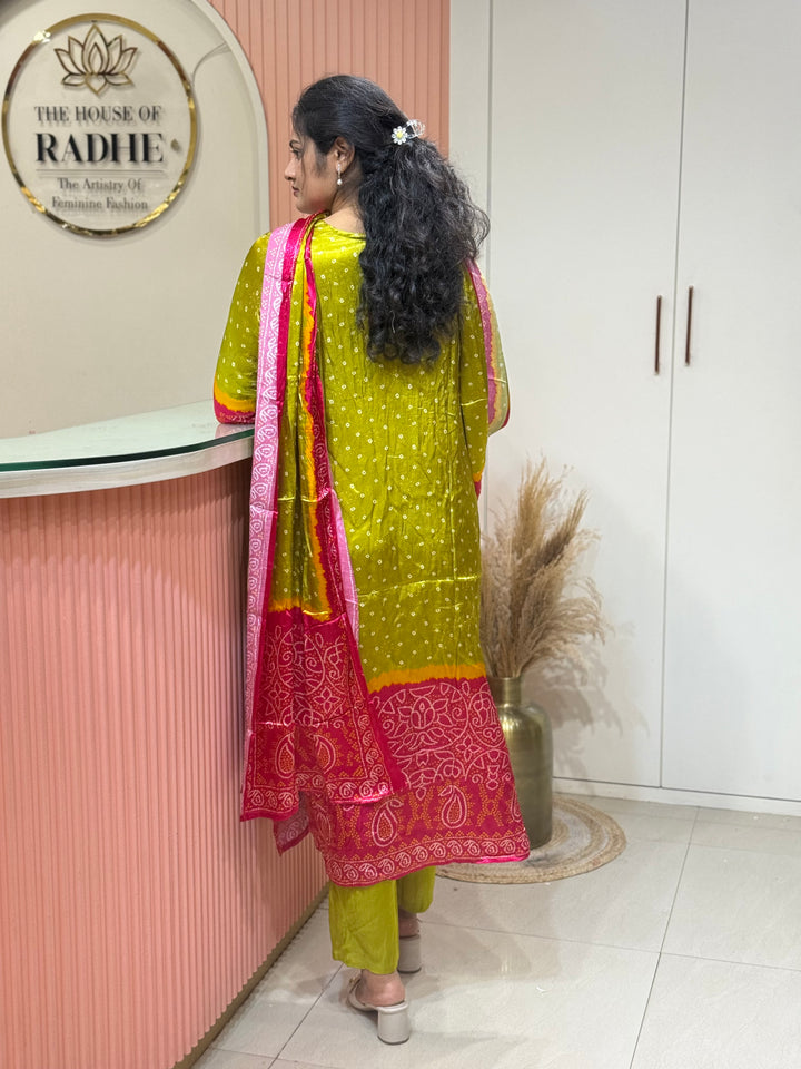 Gaji Satin Collection with Bandini print ( Dupatta Gaji Satin ) | R227