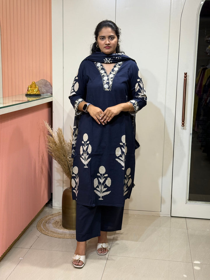 Pure 60-60 Cotton 3 Pc Kurta Set  | R108