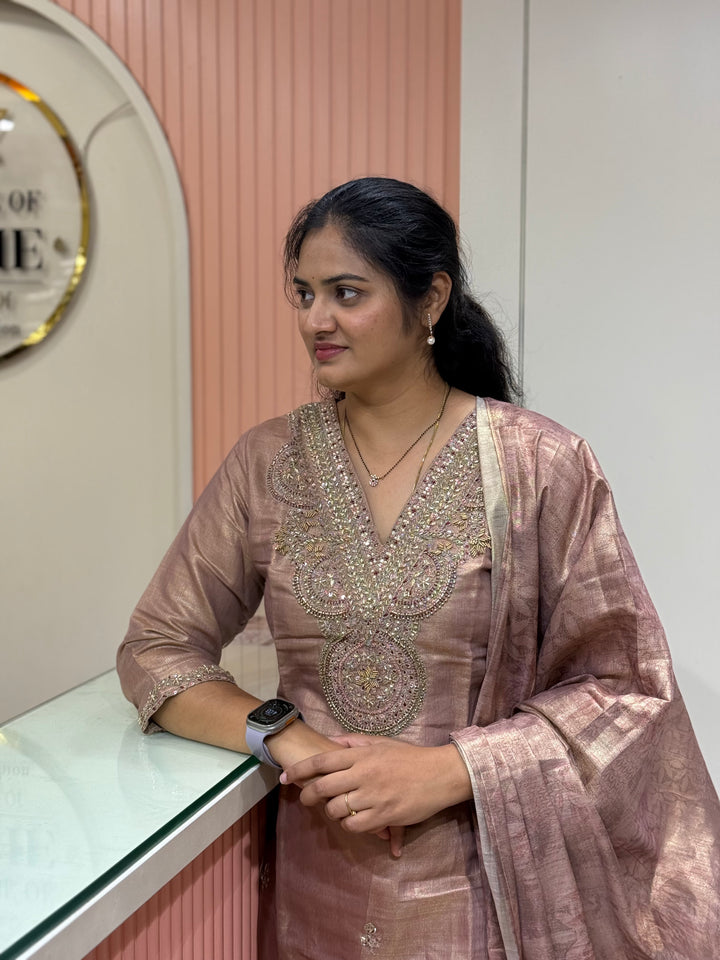 Kanjivaram Tissue Collection | Handwork Yoke | Full-Length Dupatta | R228
