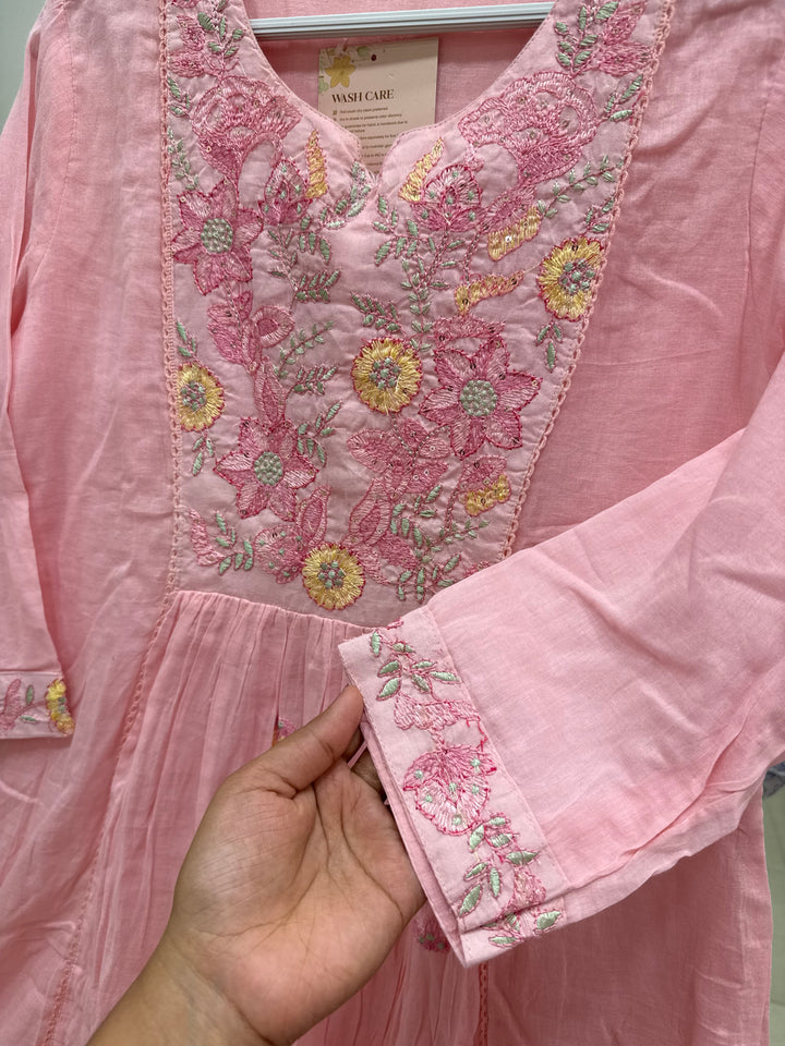 Pure Mul Cotton with Embroidery Work (Cotton Lining)  | R168