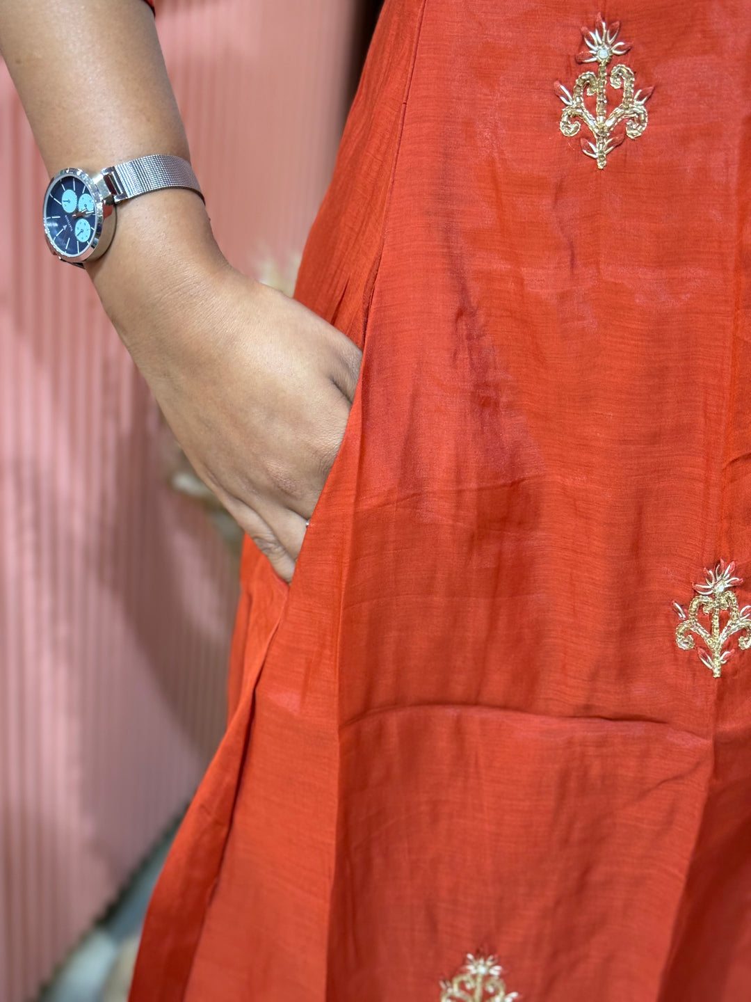 S Mul Chanderi 3 Pc Kurta Set | Semi Party Wear (New Arrivals )with Cotton Lining | R138
