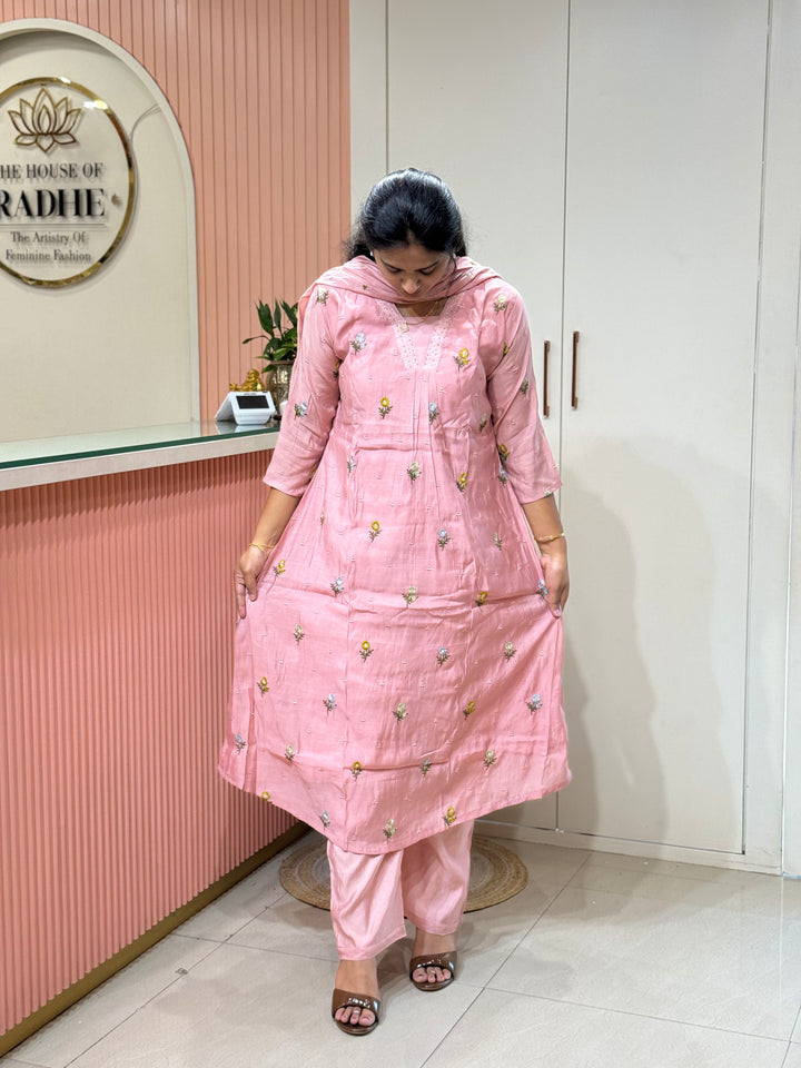 Mul Chanderi with Beautiful  Embroidery work| R209