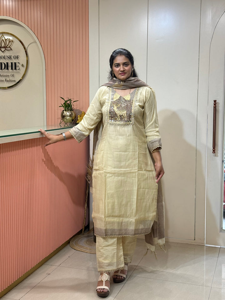 Pure Jamdhani Designer 3 Pcs Set Collection (Cotton Lining)| R211
