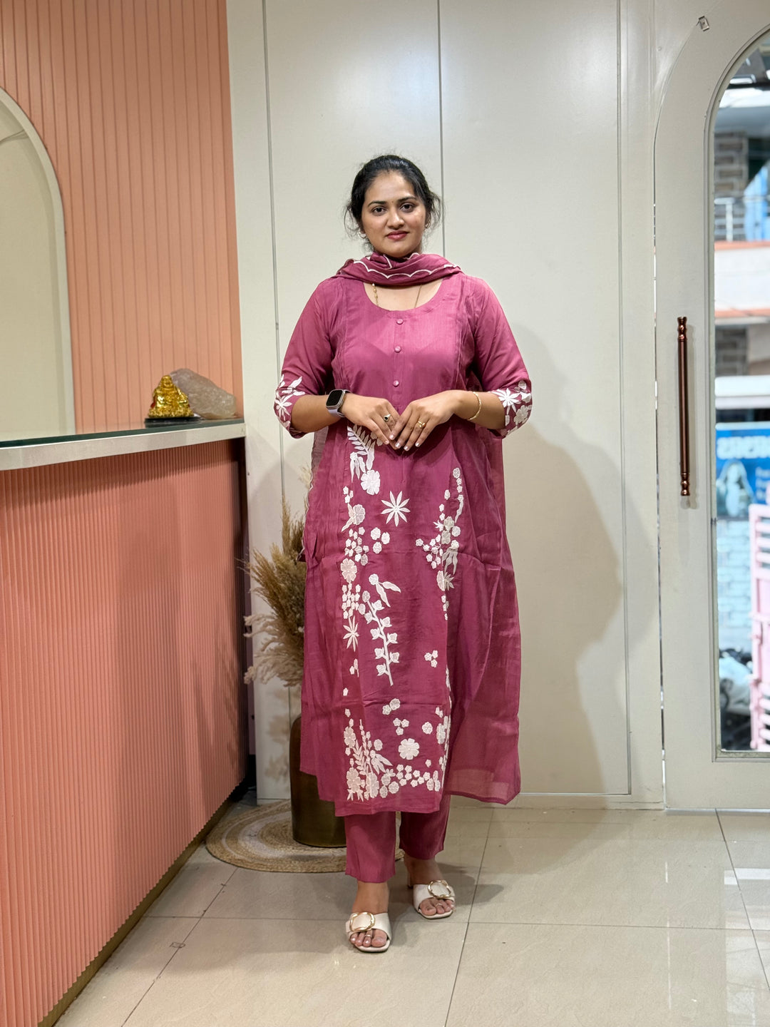 Mul Chanderi with Embroidery work | R204