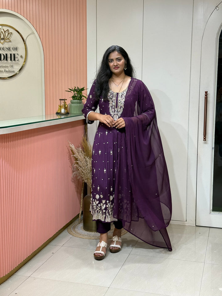 Pure Chinon Festive Collection | Full Handwork, Sequin &amp; Cut Dana | R177
