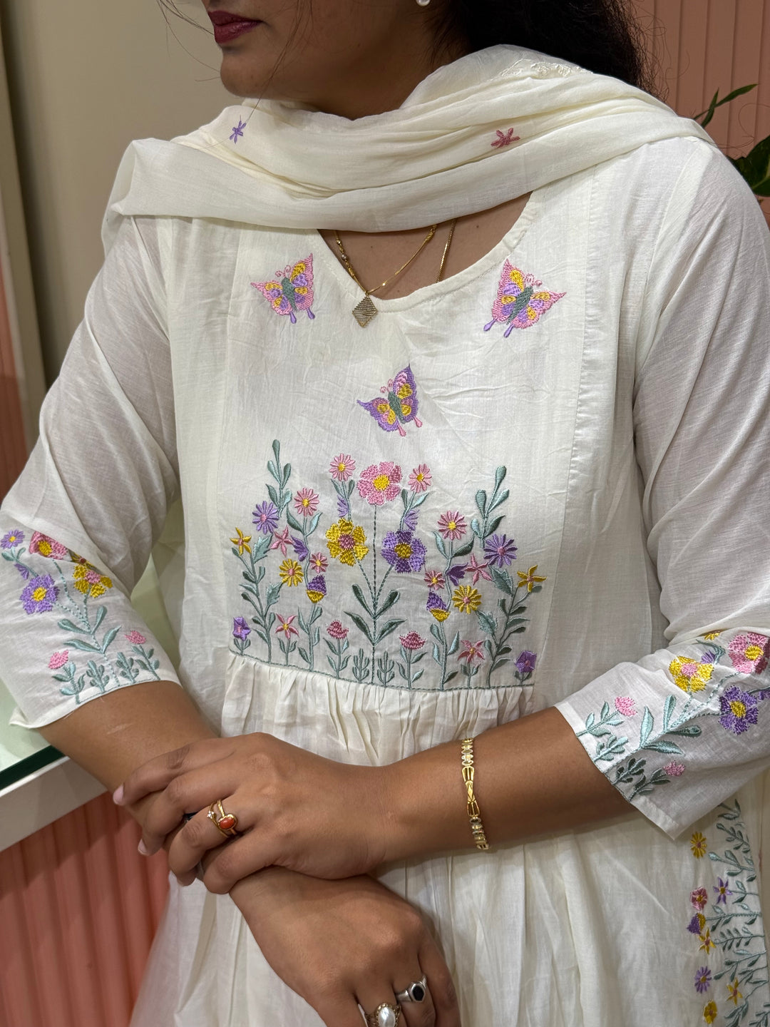 Pure Mul Cotton with embroidery Work (Pockets Available Both Sides)| R190