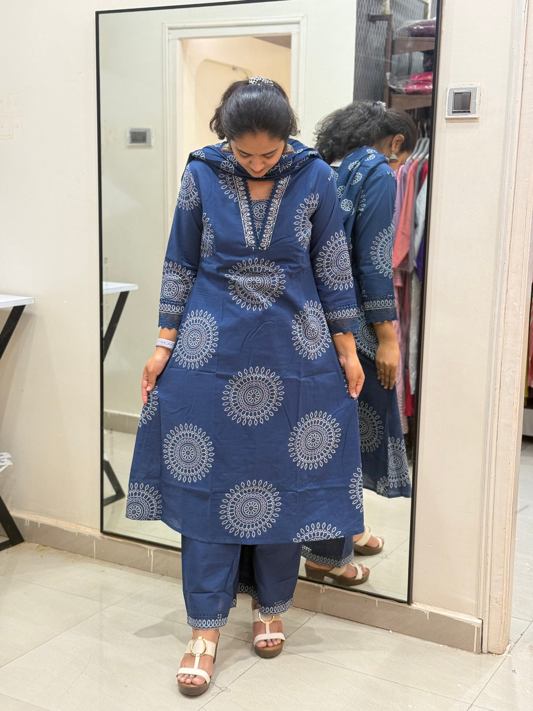 60-60 Cotton A-Line 3 Pc Kurta Set with Palazzo – RADHE97