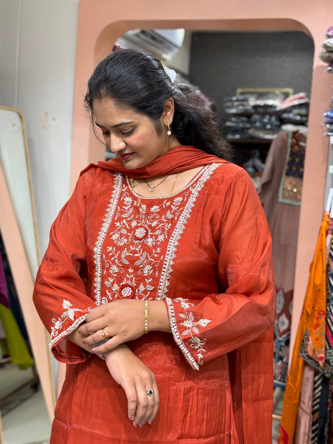Pure Mul Chanderi Collection with Handwork ( Cotton Lining) | R229