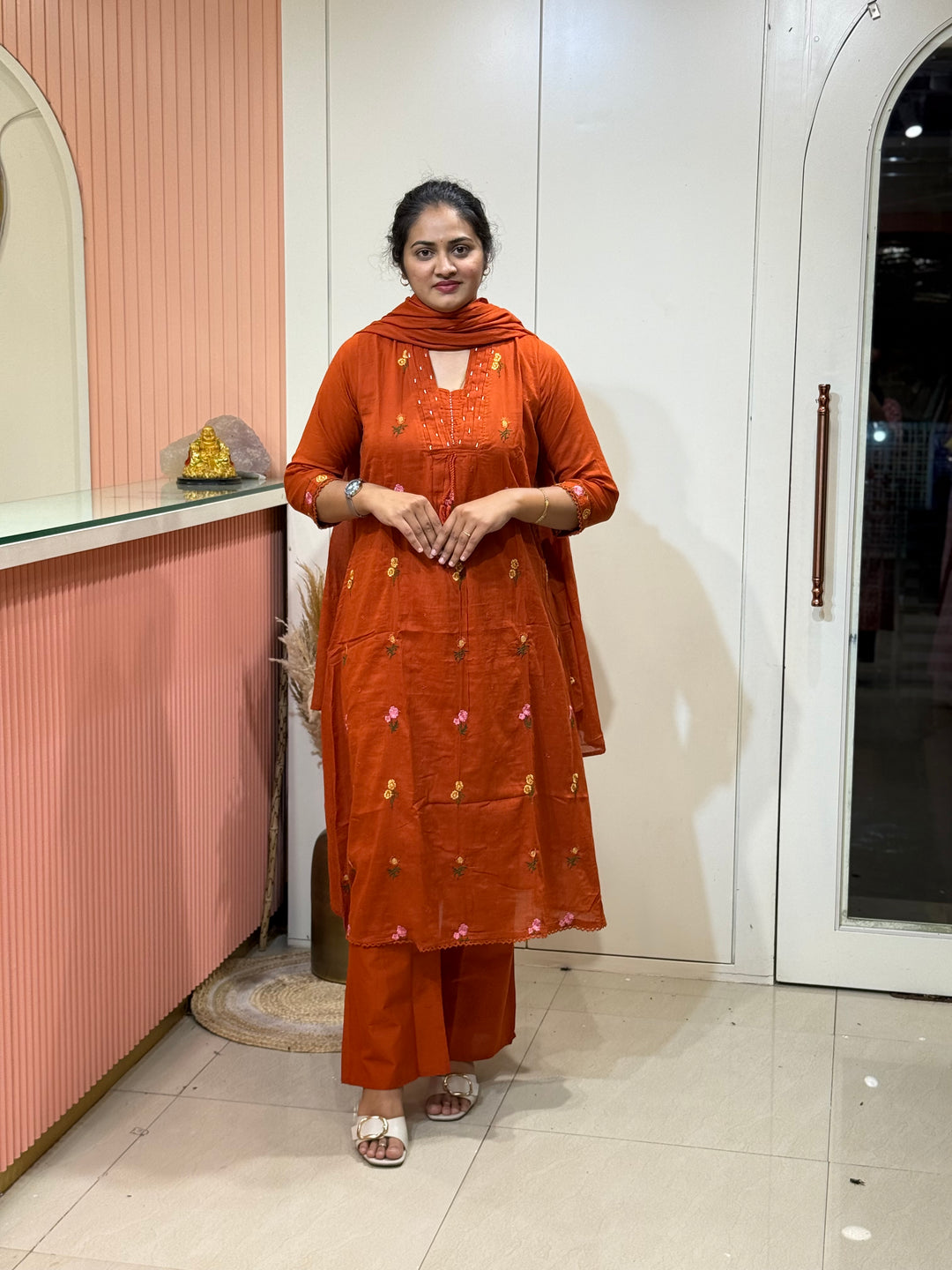 Mul Cotton with Beautiful Embroidery Work (Cotton Lining) | R176
