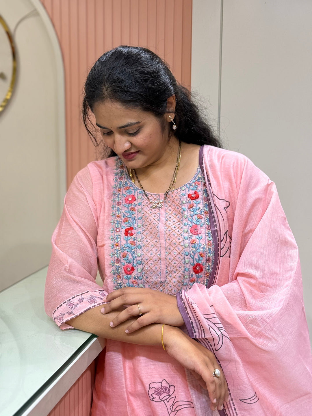 Silk Linen Fabric Collection with Hand Embroidery | R113