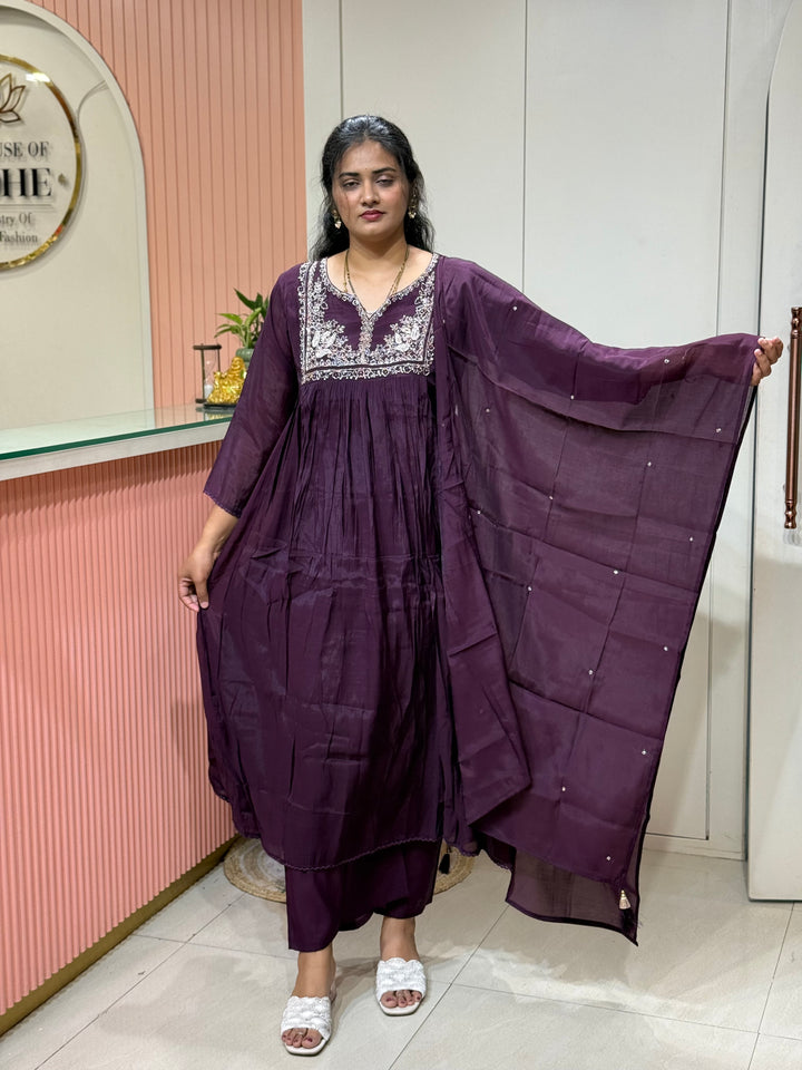 Mul Chanderi Collection with Handwork ( Cotton Lining )| R217