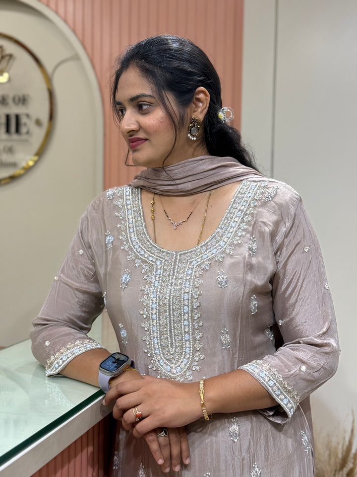 Pure Chinon Handwork Collection Party Wear  | R177