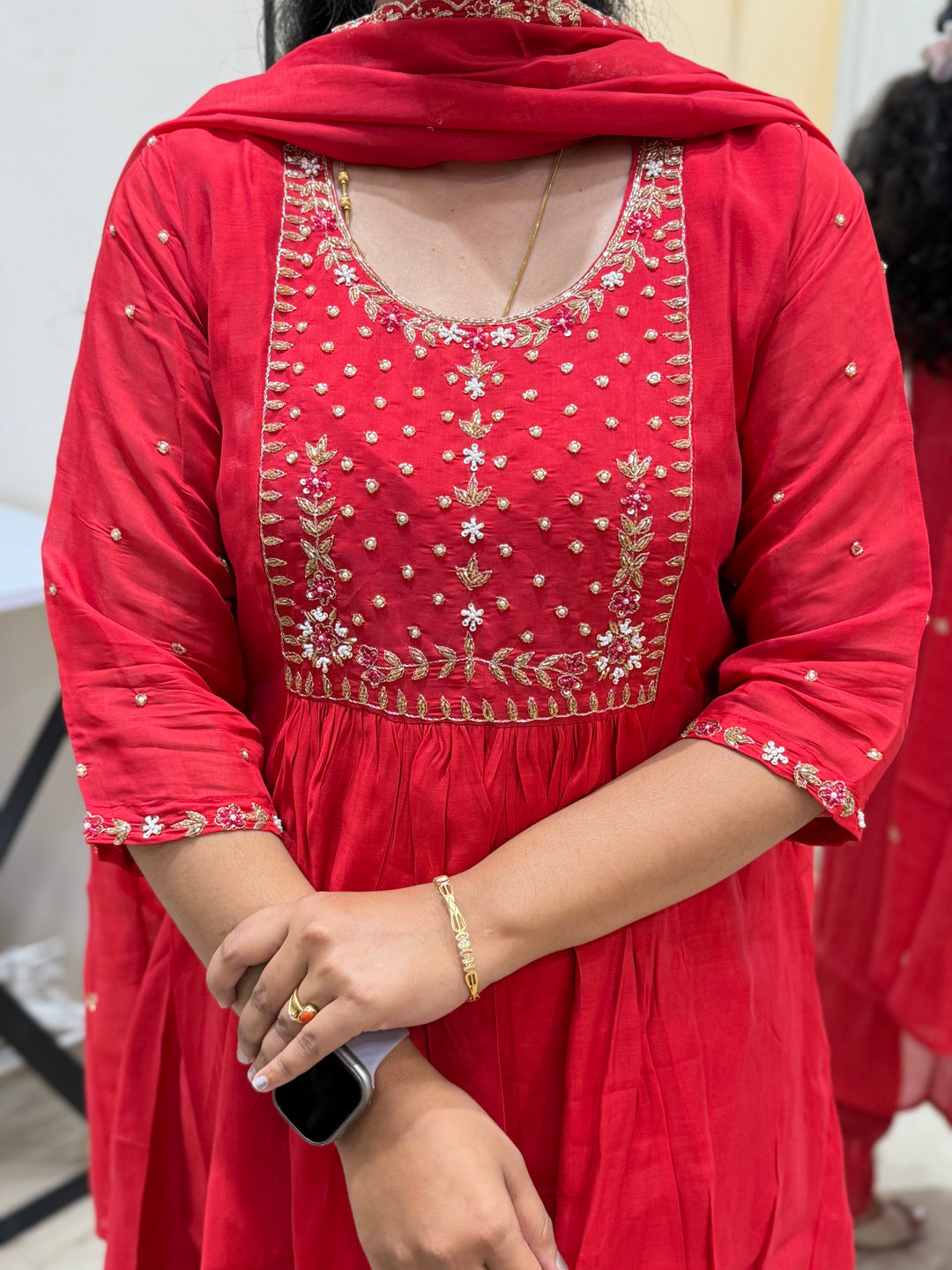 S Mul Chanderi 3 pcs Kurta Semi Party Wear(New Arrivals)| R202