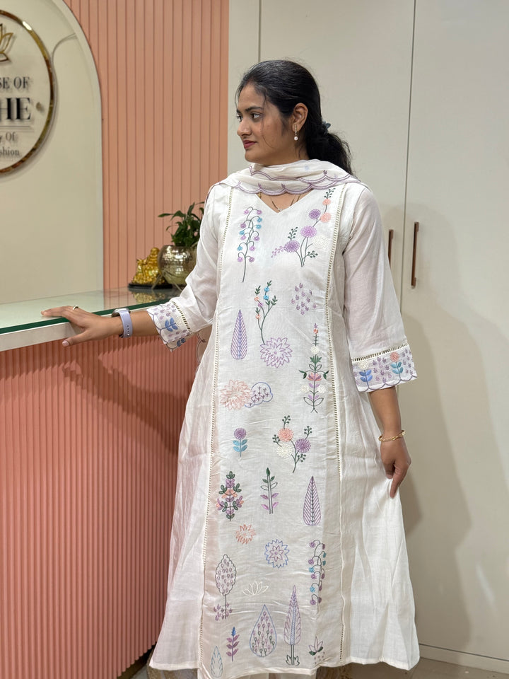Coral Mul Chanderi Collection with Embroidery work | R179