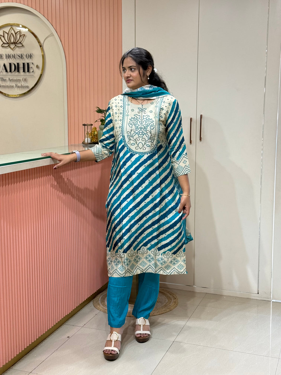Tusser fabric with Bandhani design Collection (Cotton Lining )| R227