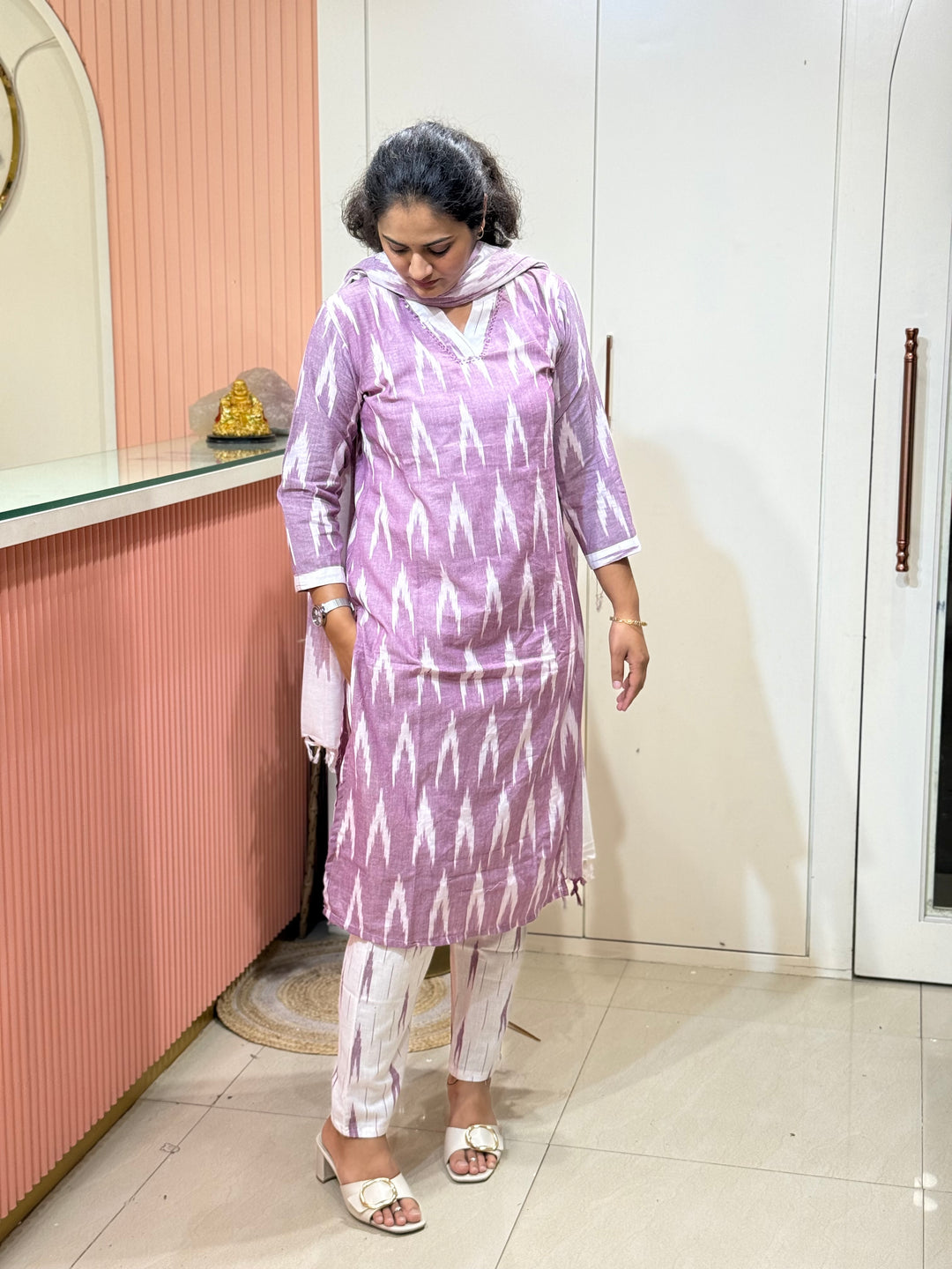 Ikkat Cotton Collection With Full Length Dupatta | R200