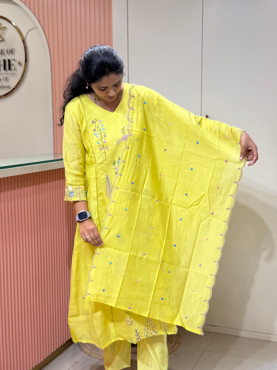Coral Mul Chanderi Collection with Embroidery work | R179