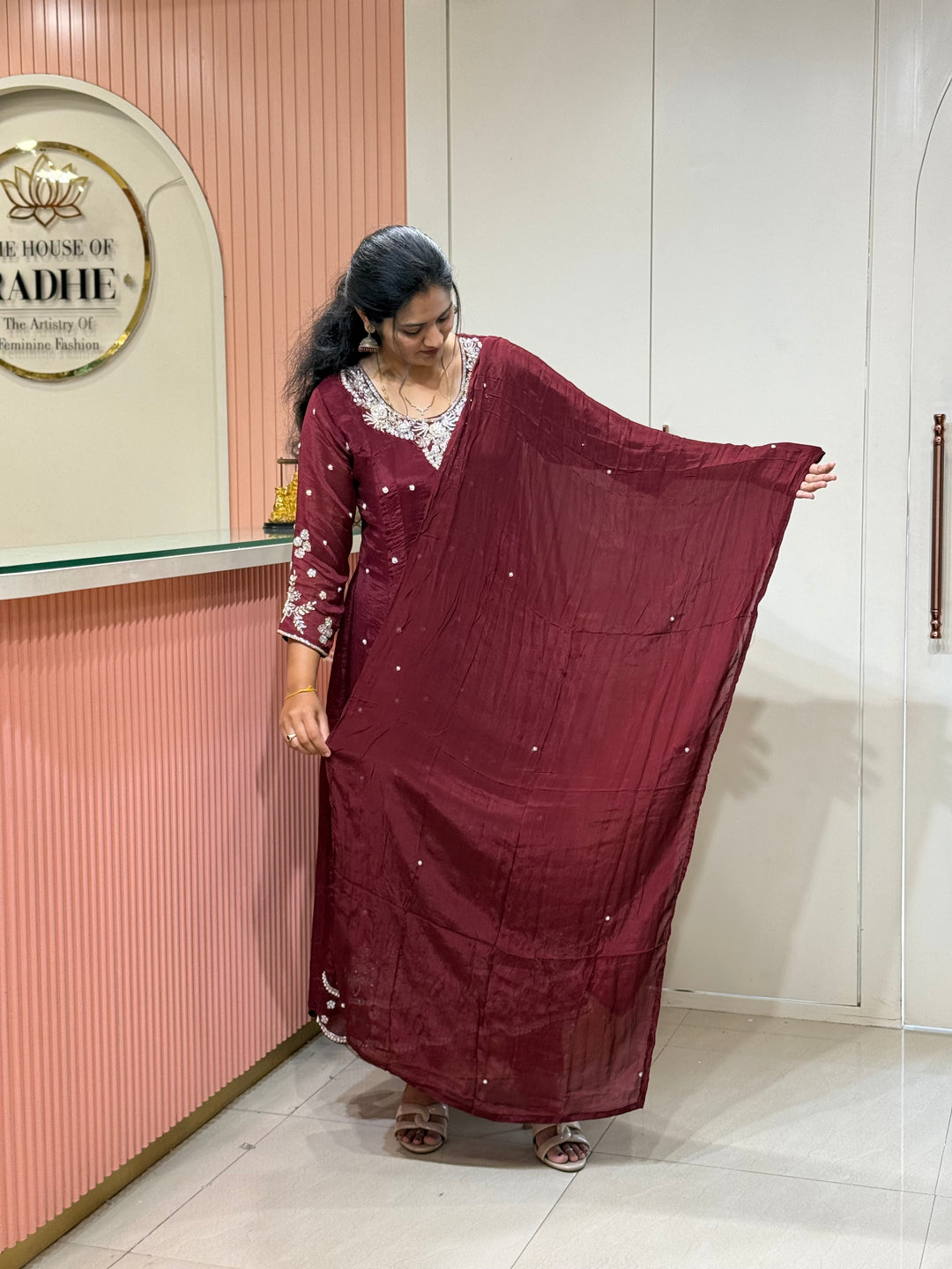 Pure Chinon Handwork Collection Party Wear  | R177