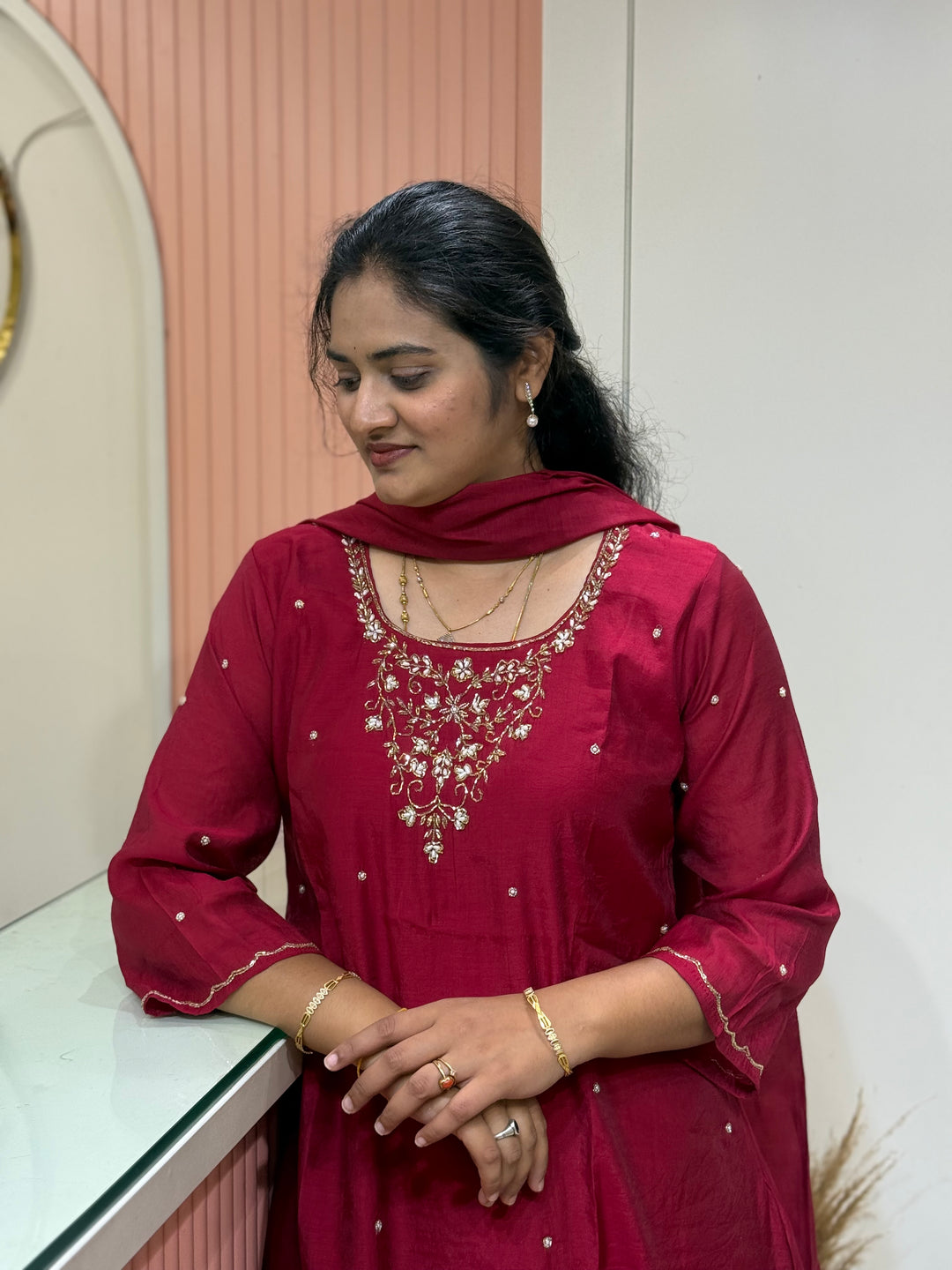 Coral Mul Chanderi semi Party Collection with Cut Dana Work (Restocked)| R206