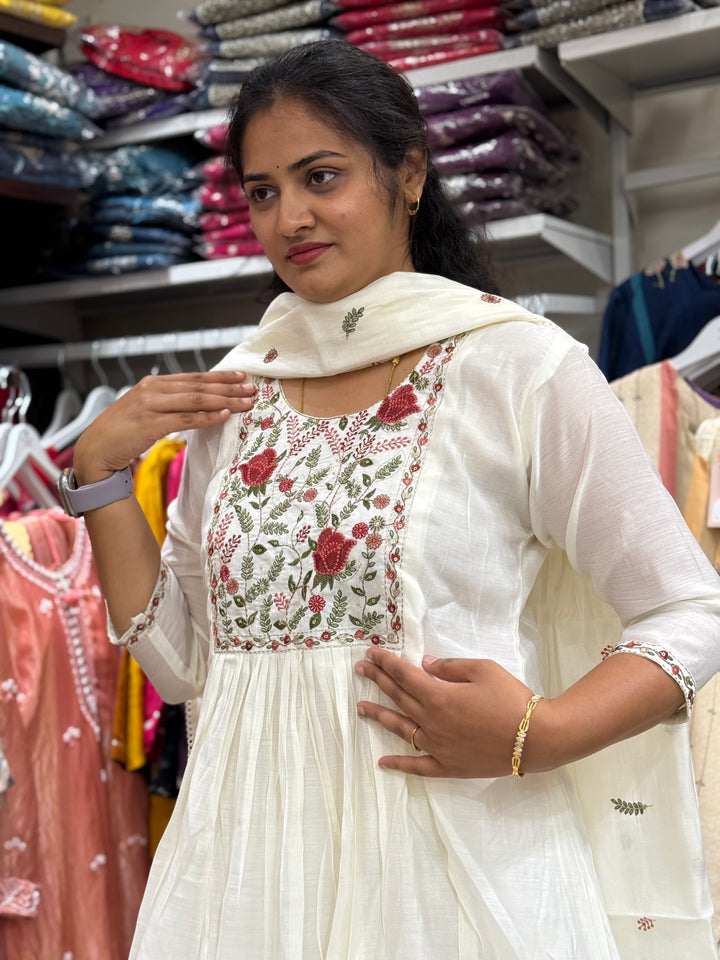 Mul Chanderi with Embroidery work at yoke part | Cotton Lining Available | R138
