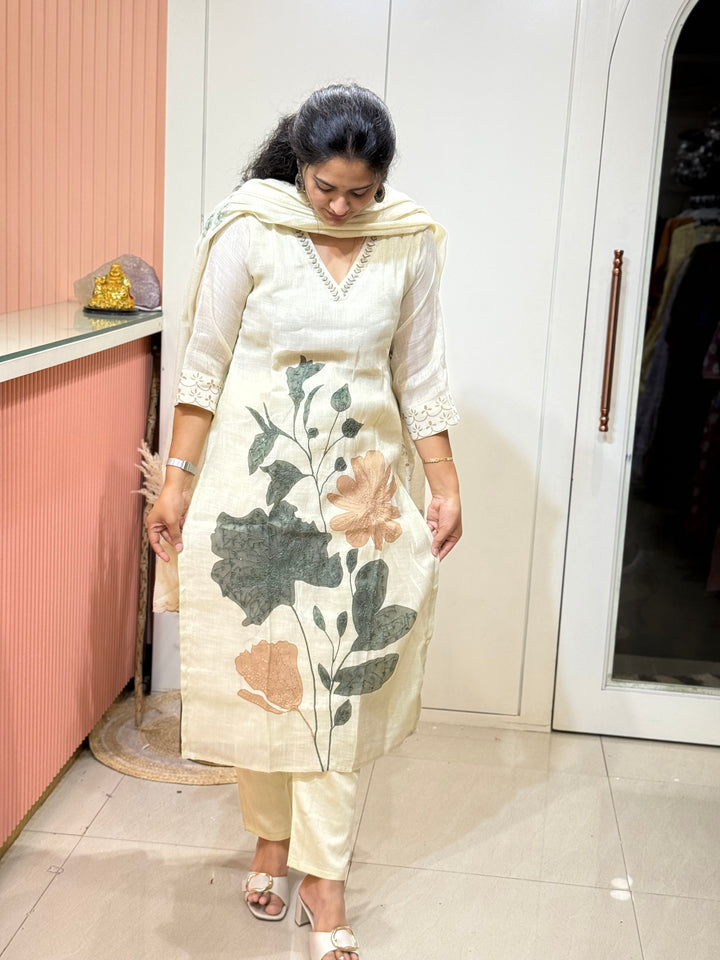 Luxury Pure Linen Collection – Kantha Stitch &amp; Knot Work | R154