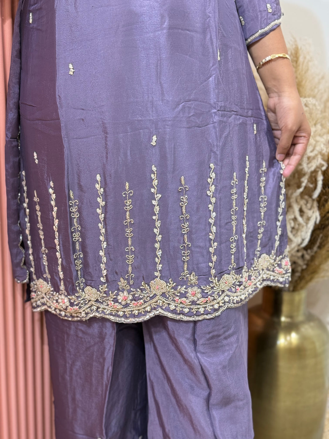 Premium Chinon Hand Embroidered 3 Pc Suit – RADHE32