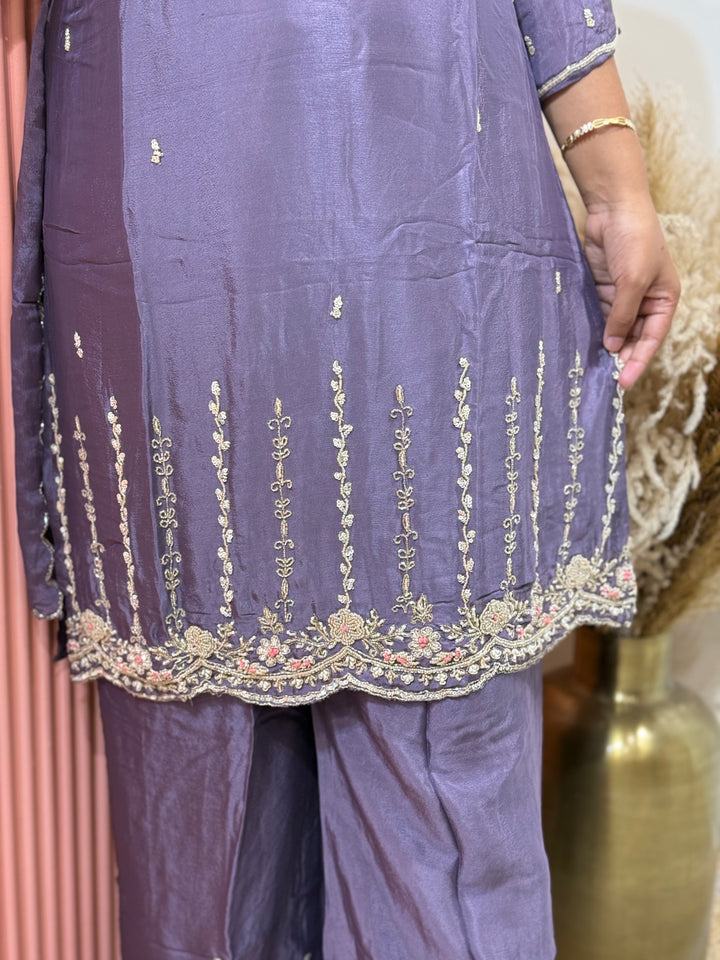 Premium Chinon Hand Embroidered 3 Pc Suit – RADHE32