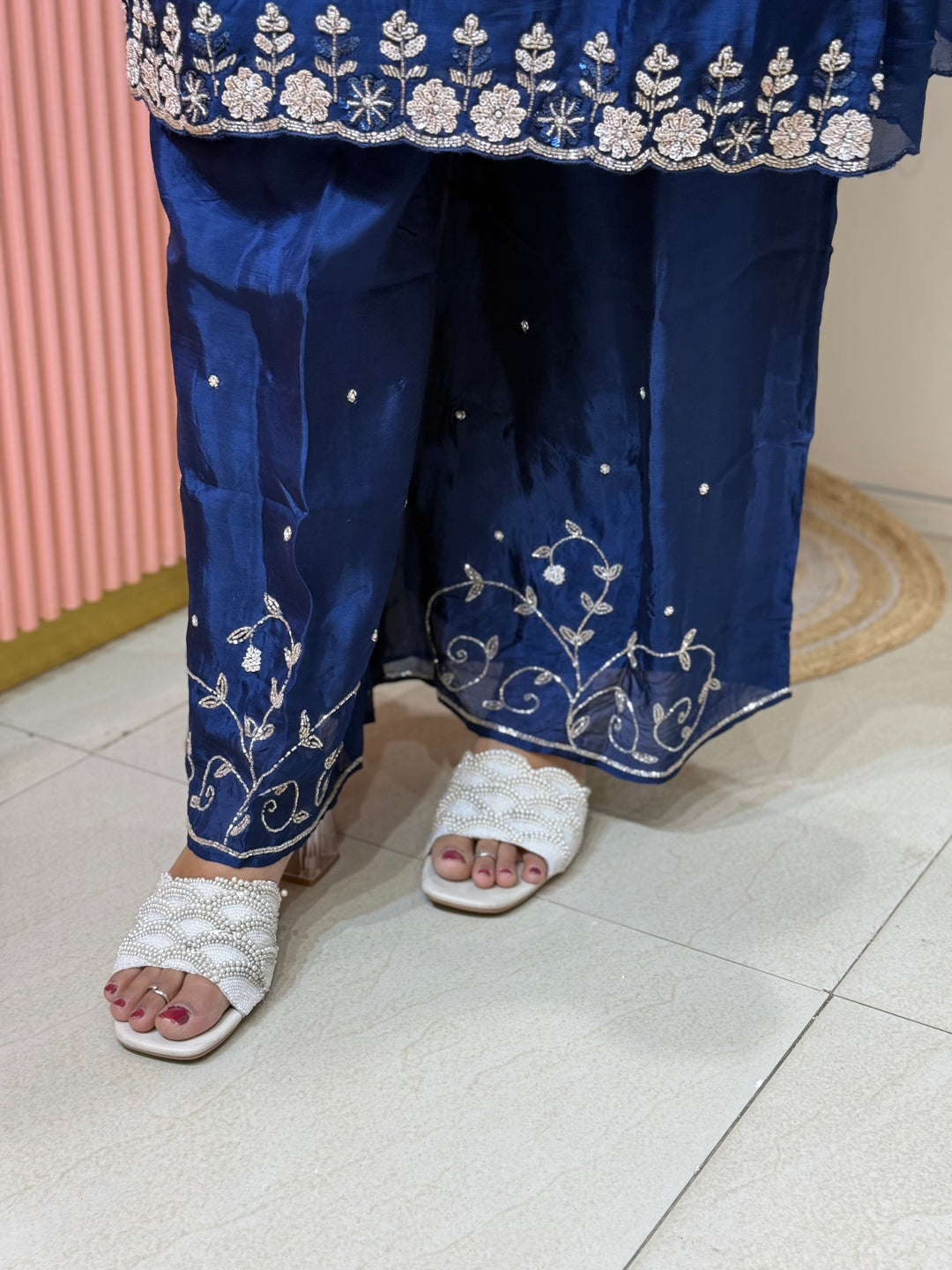 Pure Chinon Heavy Handwork Flared Palazzo Collection | R117