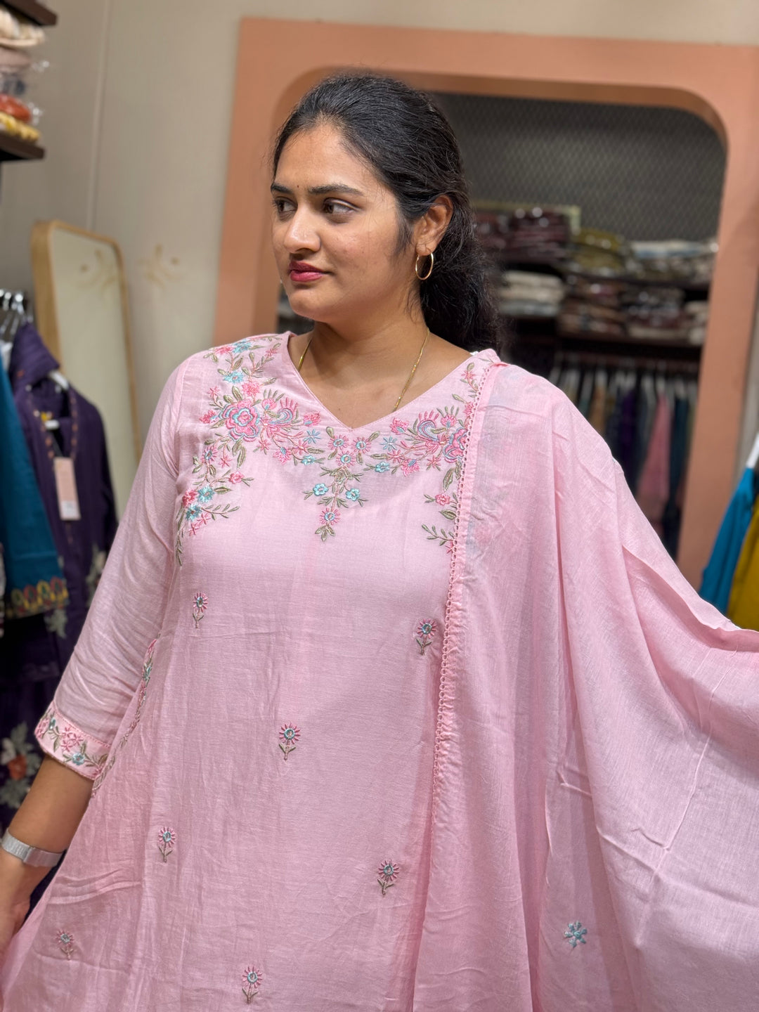 Pure Mul Cotton with Embroidery work (cotton lining) | R168