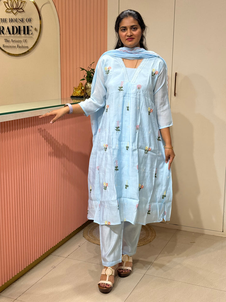 Mul Chanderi Collection With Embroidery Work | R179
