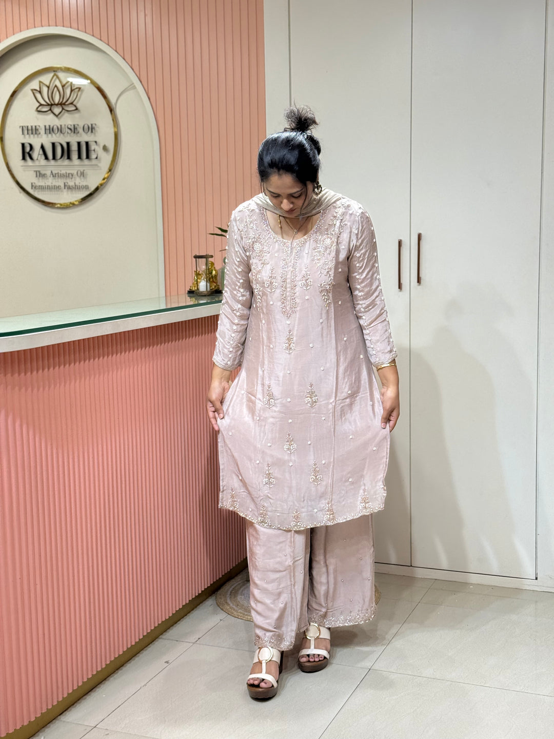 Pure Chinon Heavy Handwork Flared Palazzo Collection | R117