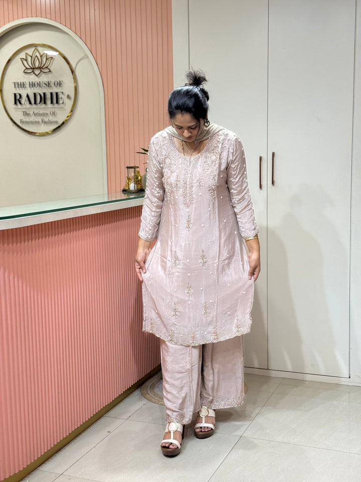Pure Chinon Heavy Handwork Flared Palazzo Collection | R117