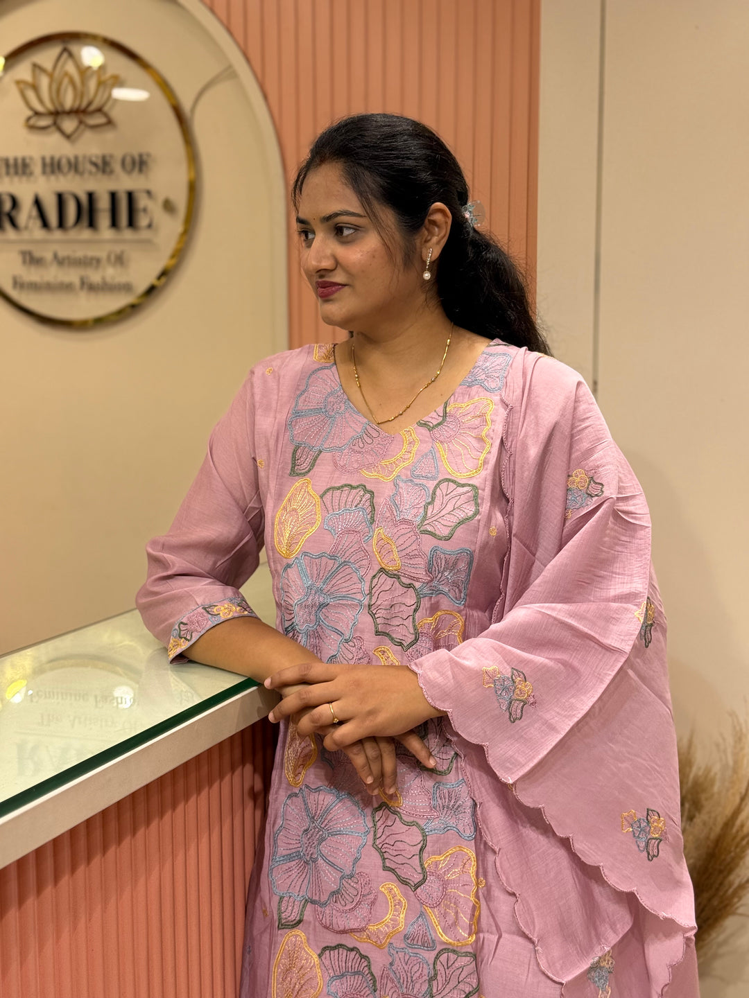 Mul Chanderi with Embroidery work ( Cotton Lining )| R204
