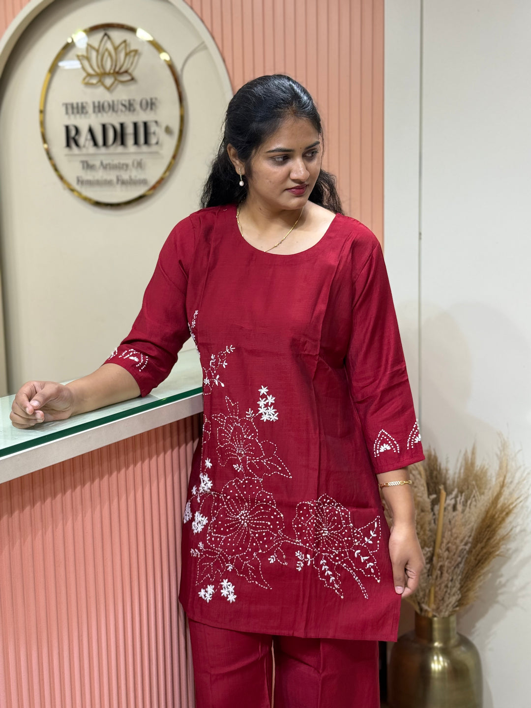 Co-Ord Set Collection with Beautiful Embroidery Design in Top and Bottom | R137