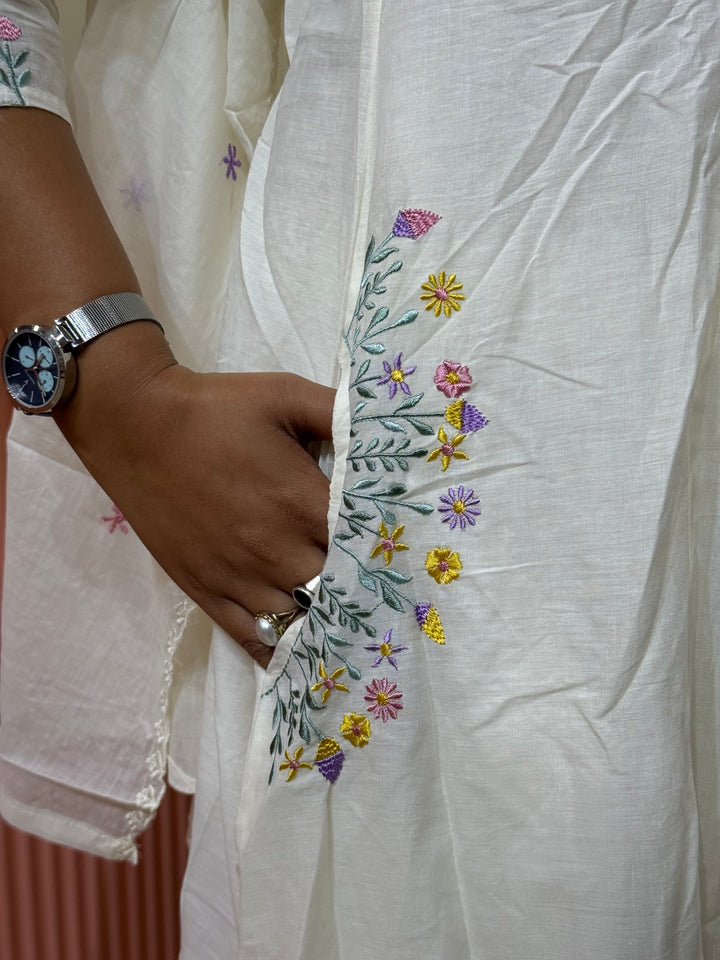 Pure Mul Cotton with embroidery Work (Pockets Available Both Sides)| R190