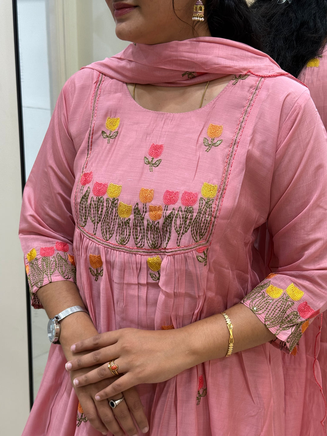 Mul Chanderi Embroidery Collection – Elegant Flare Pattern | R179