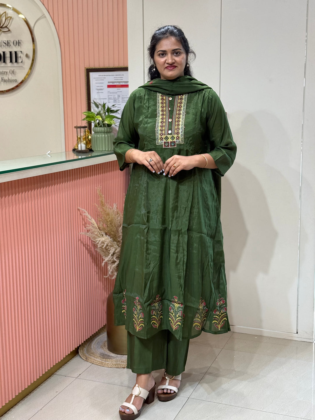 Mul Chanderi Collection with High neck | R216