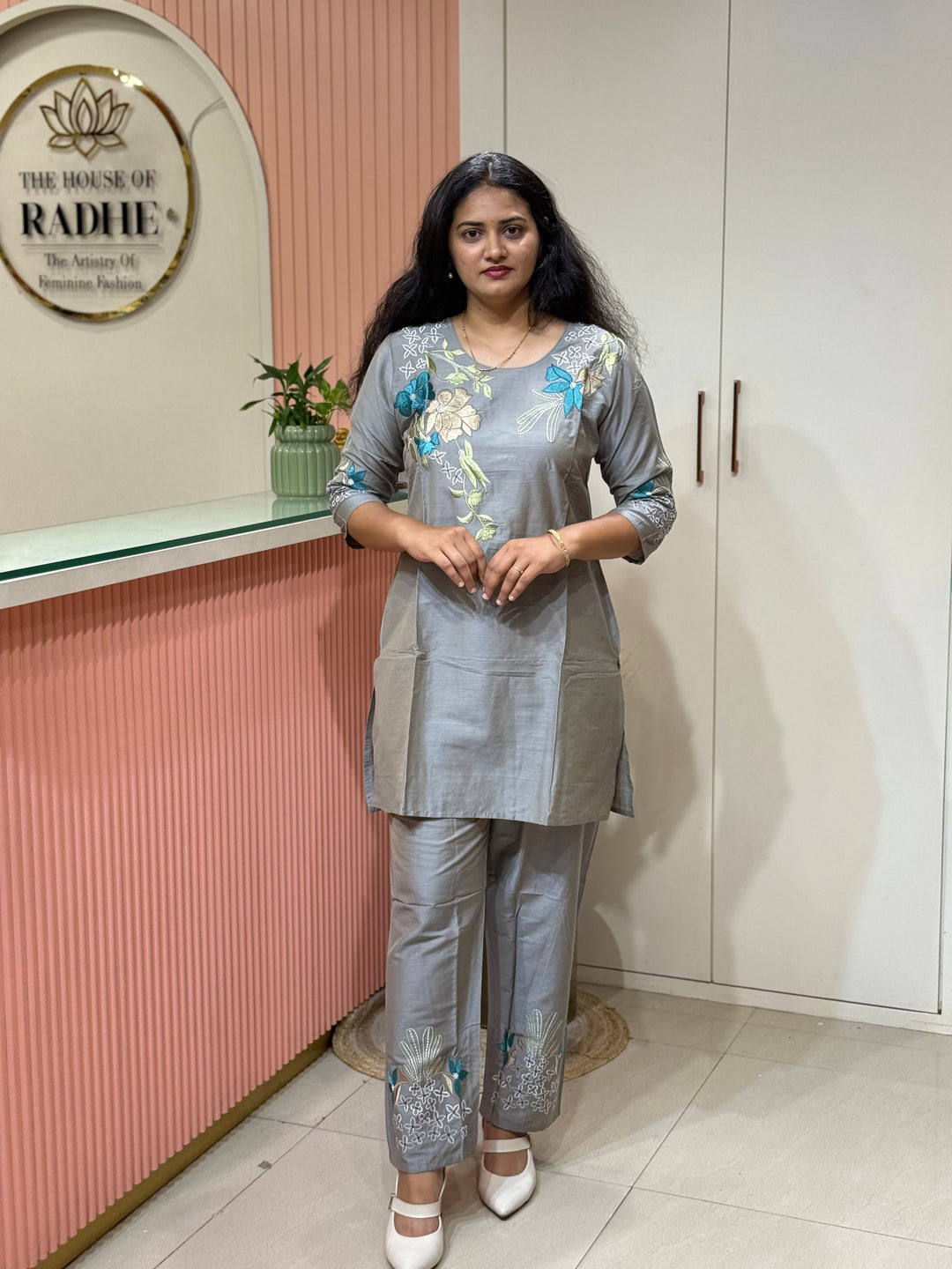 Co-Ord Set Collection with Beautiful Embroidery Design in Top and Bottom | R137