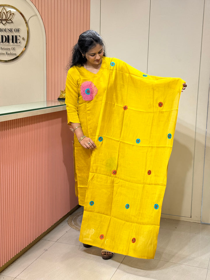 Mul Chanderi 3D Floral Embroidery Collection | R209