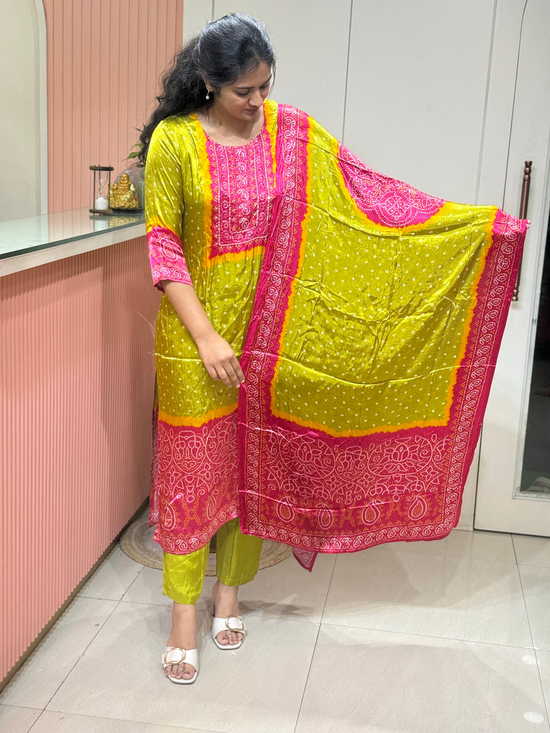 Gaji Satin Collection with Bandini print ( Dupatta Gaji Satin ) | R227