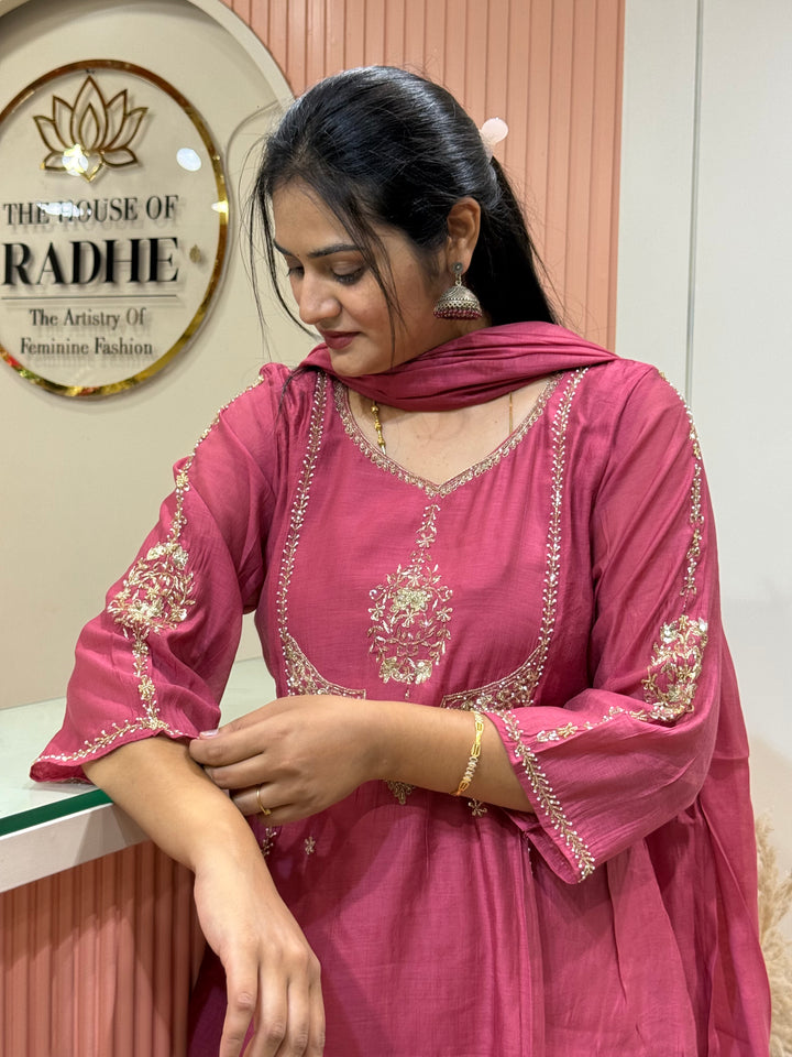 Mul Premium Mul Chanderi with Cut Dana work Party Wear Collection | R206