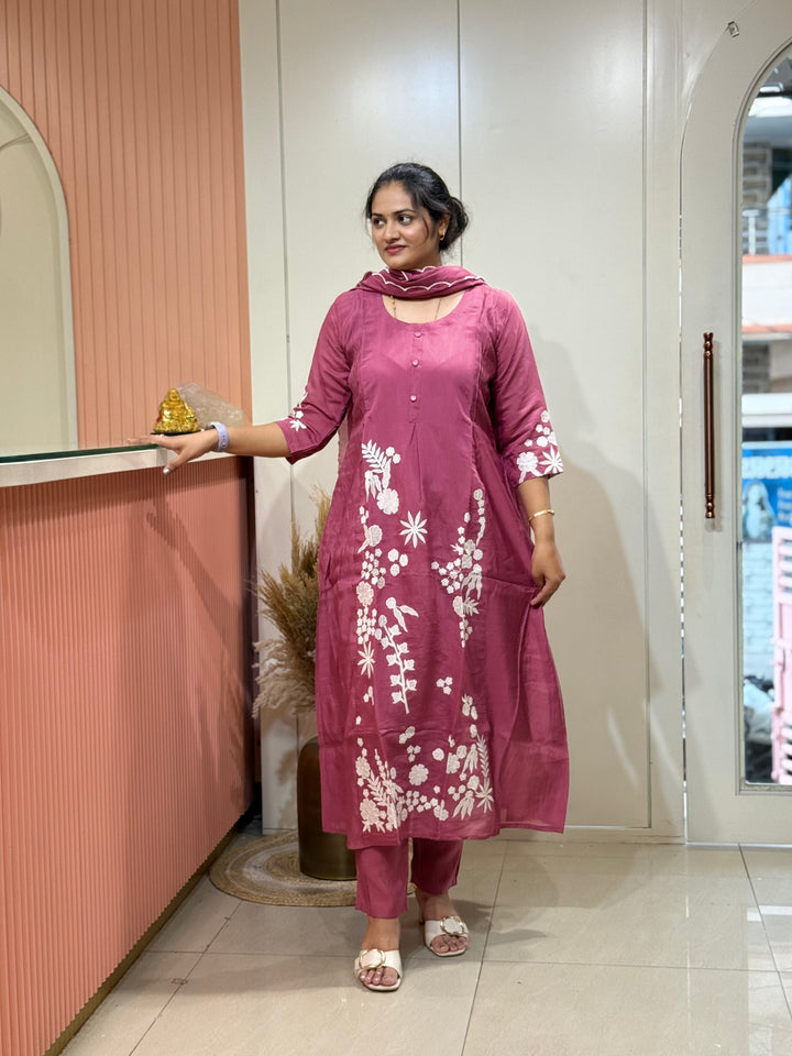Mul Chanderi with Embroidery work | R204