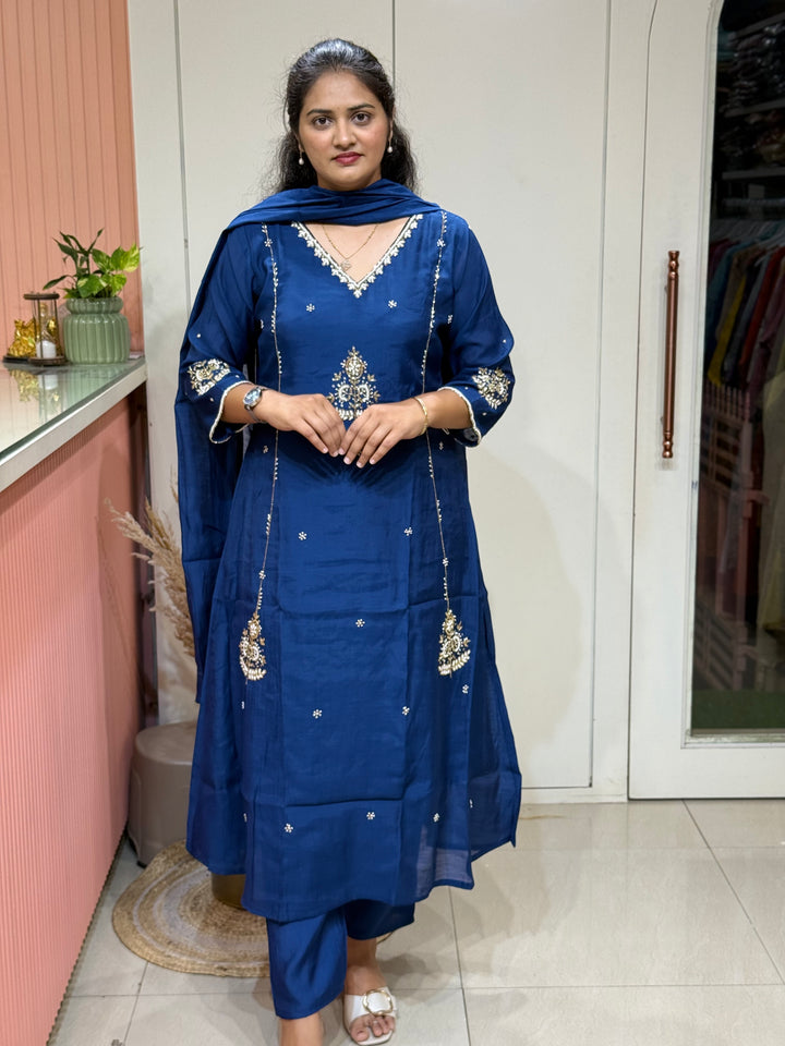Coral Mul Chanderi Partywear Collection |Cut Dana  &amp; Zardozi Work | R206
