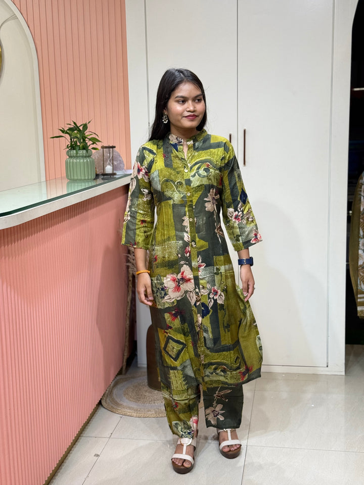 Rayon 2 piece collection with floral work | R137